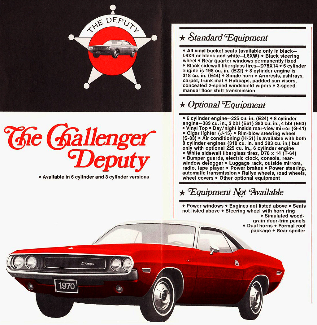 1970 Dodge Challenger Deputy brochure page